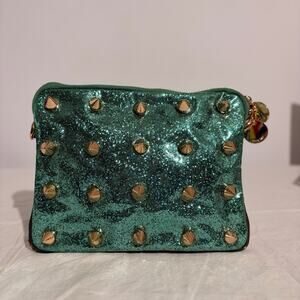 Deux Lux Turquoise Sequin Clutch - Gold Spikes